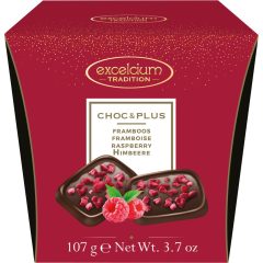 Excelcium Choc&Plus Étcsokoládé Málna darabokkal 107g