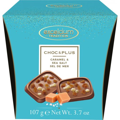 Excelcium Choc&Plus Tejcsokoládé Sós-karamell darabokkal 107g