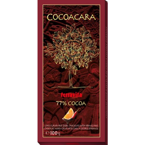Cocoacara 77% Étcsokoládé tábla Narancshéjjal és Chilivel 100g