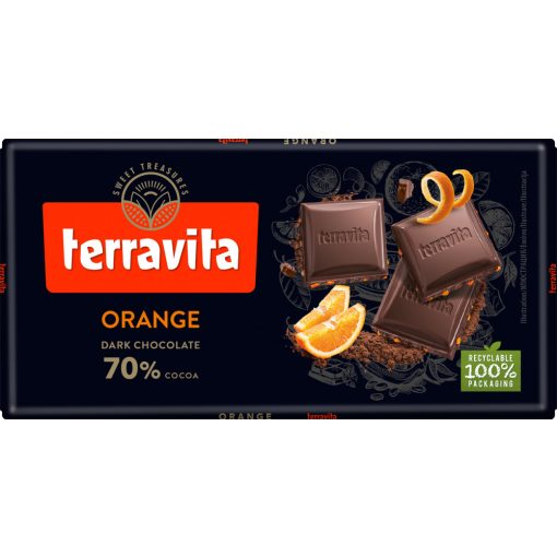 Terravita 70% Étcsokoládé tábla Narancs 100g