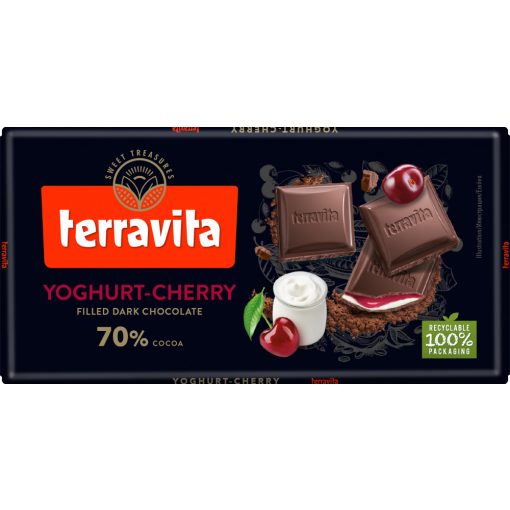 Terravita 70% Étcsokoládé tábla Meggyes-Joghurt 100g