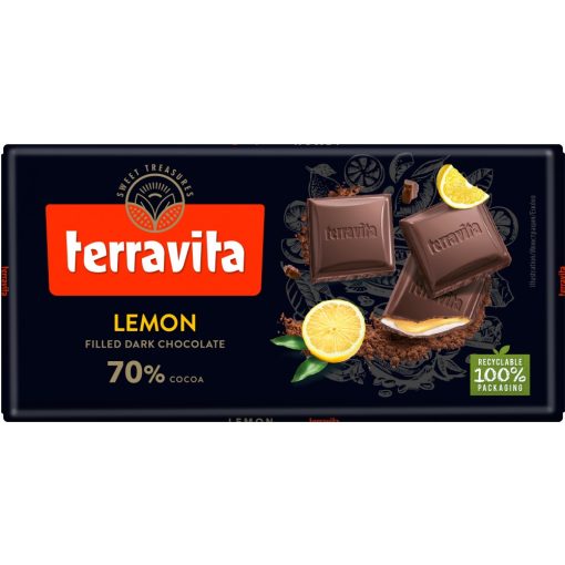 Terravita 70% Étcsokoládé tábla Citrom 100g