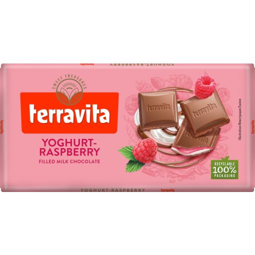 Terravita Tejcsokoládé tábla Málnás-Joghurtos 100g