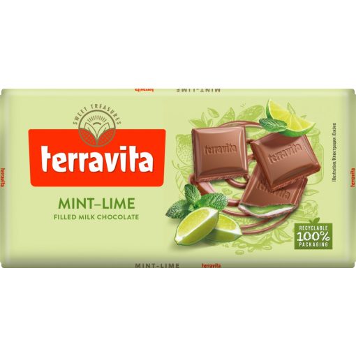 Terravita Tejcsokoládé tábla Menta-Lime 100g