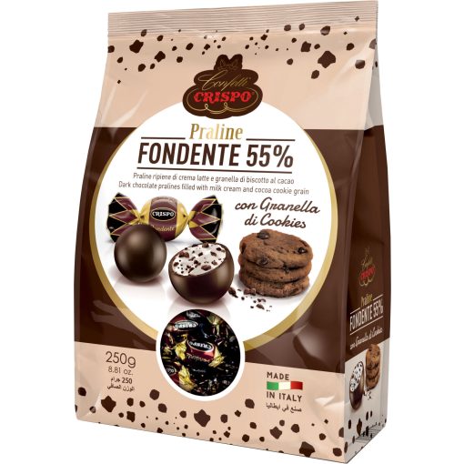 Crispo Praline - Fondente 55% Étcsokoládé Praliné Keksz darabokkal 250g