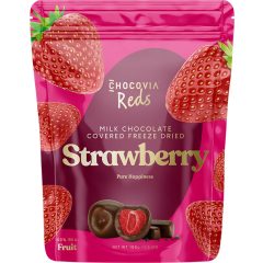 Chocovia - Reds - Liofilizált Eper Tejcsokoládéba mártva 100g   Chocovia - Reds - Liofilizált Eper Tejcsokoládéba mártva 100g