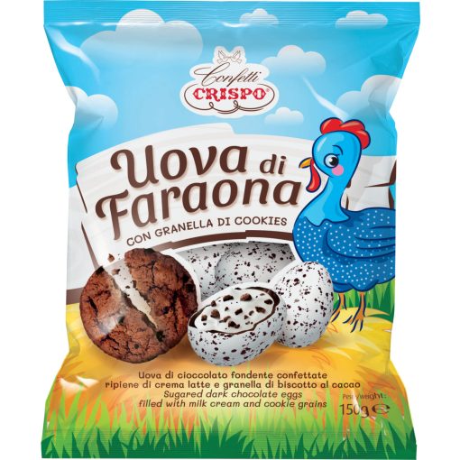 Crispo Húsvéti Tejcsokoládé tojások Tejkrémmel és Keksz drabokkal töltve 150g