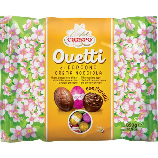 Crispo Húsvéti Tejcsokoládé tojások Mogyorókrémmel és Ropogós Gabonával 850g