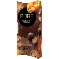 Pure 55% Étcsokoládé Trüffel Válogatás (Kekszes, Kávés, Mangós) 108g   Pure 55% Étcsokoládé Trüffel Válogatás (Kekszes, Kávés, Mangós) 108g