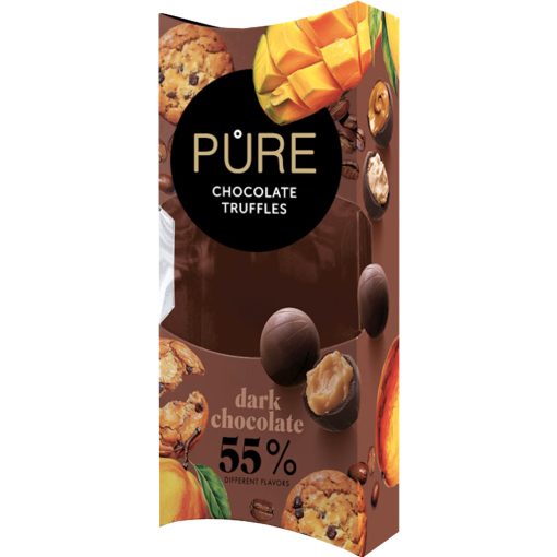 Pure 55% Étcsokoládé Trüffel Válogatás (Kekszes, Kávés, Mangós) 108g