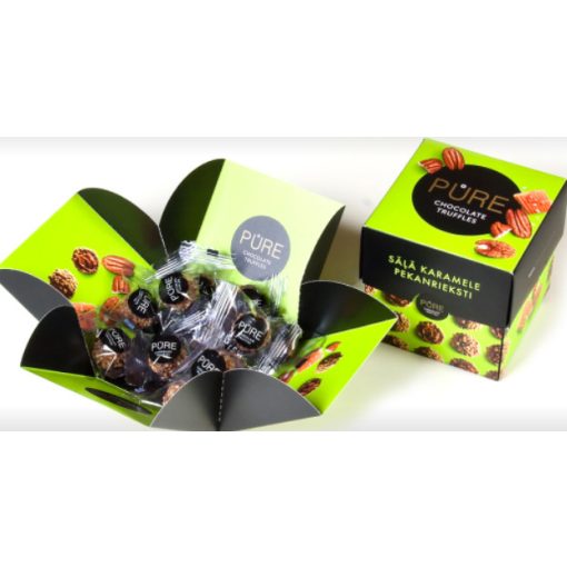 Pure - Cube - Csokoládé Trüffel Sós-karamell töltelékkel Pekándióval borítva 110g