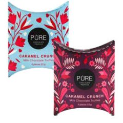 Pure Tejcsokoládé Trüffel Ropogós Karamellkrémmel töltve 53g   Pure Tejcsokoládé Trüffel Ropogós Karamellkrémmel töltve 53g