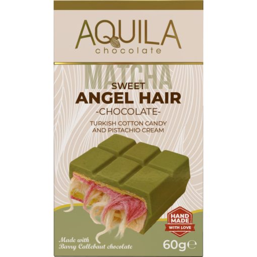 Aquila Angyalhaj Matchás Fehér Csokoládé - Vattacukor és Pisztácia töltelékkel 60g