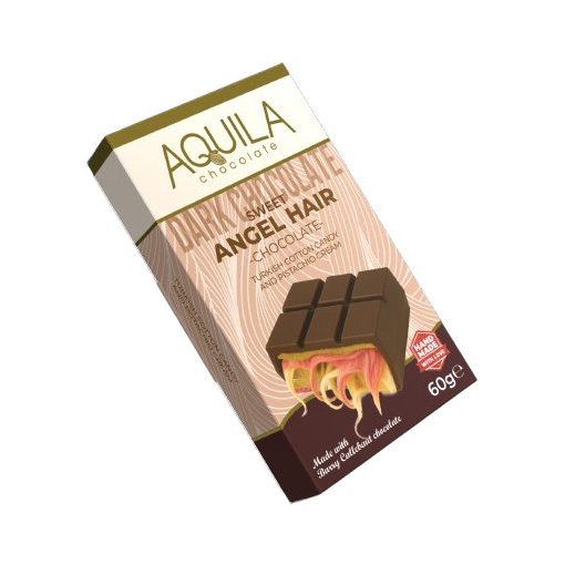Aquila Angyalhaj - Étcsokoládé Vattacukor és Pisztácia töltelékkel 60g