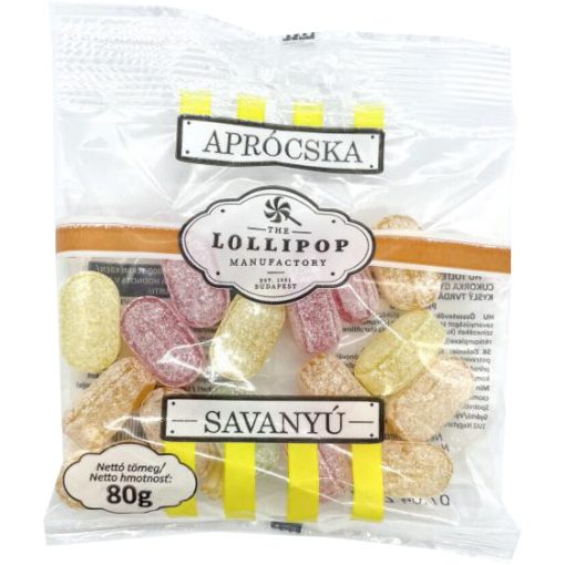 TLM Aprócska - Gyümölcs Ízű Töltetlen Savanyú Cukorka 80g