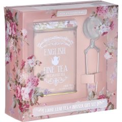  NET "Vintage Floral" Szálas English Breakfast tea 125g + tea szűrő