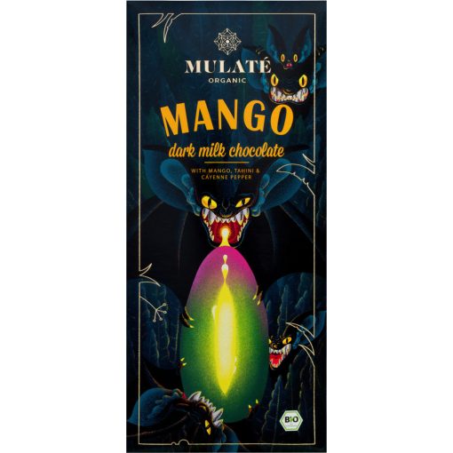 Mulate Organic - Étcsokoládé Mangóval, Tahinivel és Cayenne borssal 30g
