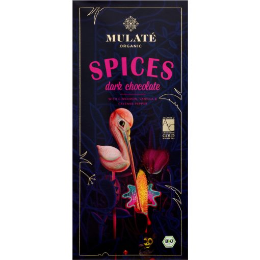 Mulate Organic - Étcsokoládé Fahéjjal, Vaníliával és Cayenne borssal 80g