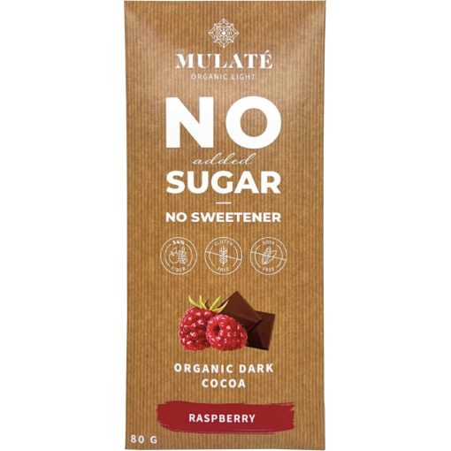 Mulate Organic Light - Étcsokoládé Málnával és Kakaótörettel NSA 80g