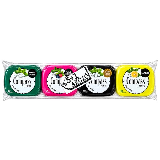 COMPASS Classic Mentolos cukorka 3+1 Akciós csomag (4x14g) 56g