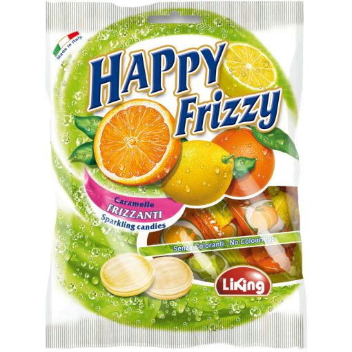 Liking Happy Frizzy Narancsos-Citromos ízű pezsgő cukorka 125g