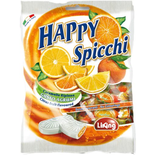 Liking Happy Spicchi Narancs ízű töltött keménycukorka 125g