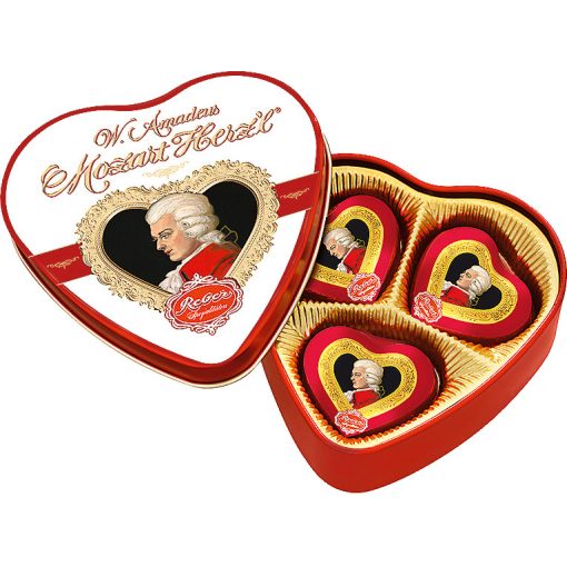 REBER Mozart Szív, Szív alakú fémdobozban 60g
