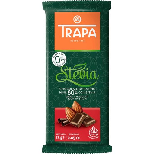 Trapa Stevia NSA 80% Étcsokoládé 75g