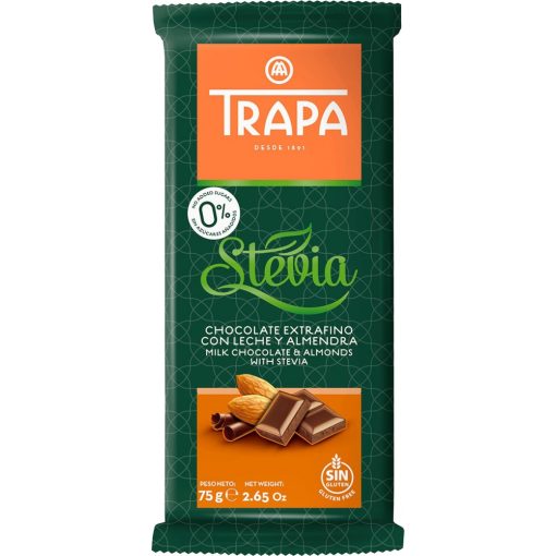 Trapa Stevia NSA Tejcsokoládé Mandulával 75g