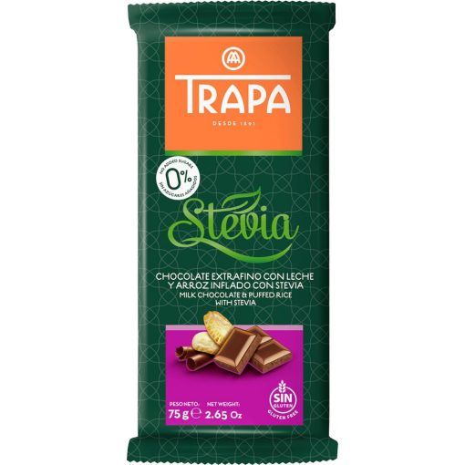 Trapa Stevia NSA Tejcsokoládé Puffasztott Rizzsel 75g